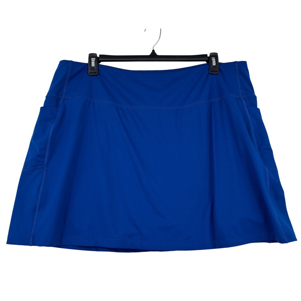 Lands' End Active Skort Women 2X 20W-22W Blue Pockets Stretch Built in Shorts